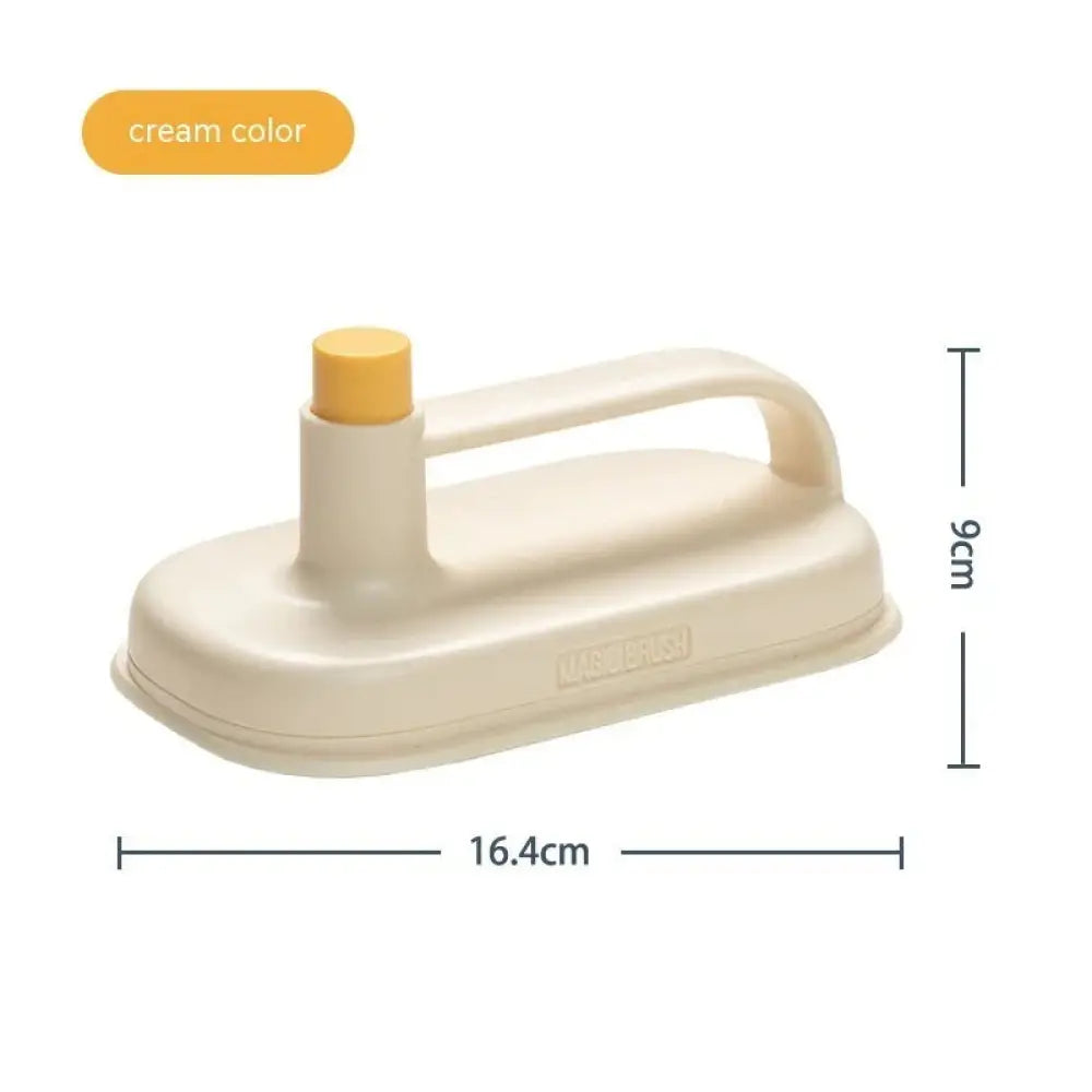 Arbaglobal multi-surface long handle scrub brush cream-colored plastic with yellow knob and handle for cleaning tasks
