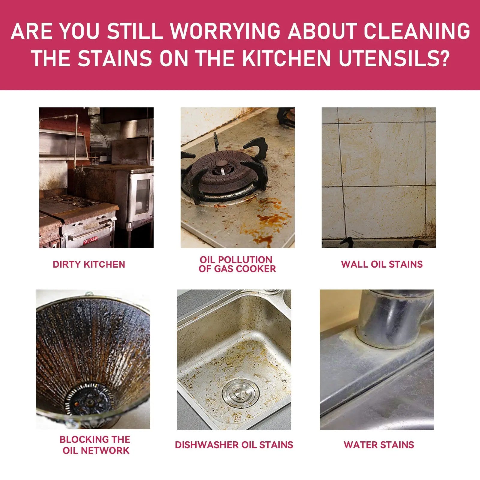 Dirty stainless steel gas cooker surface with oil stains and grime demonstrating kitchen cleaning paste effectiveness