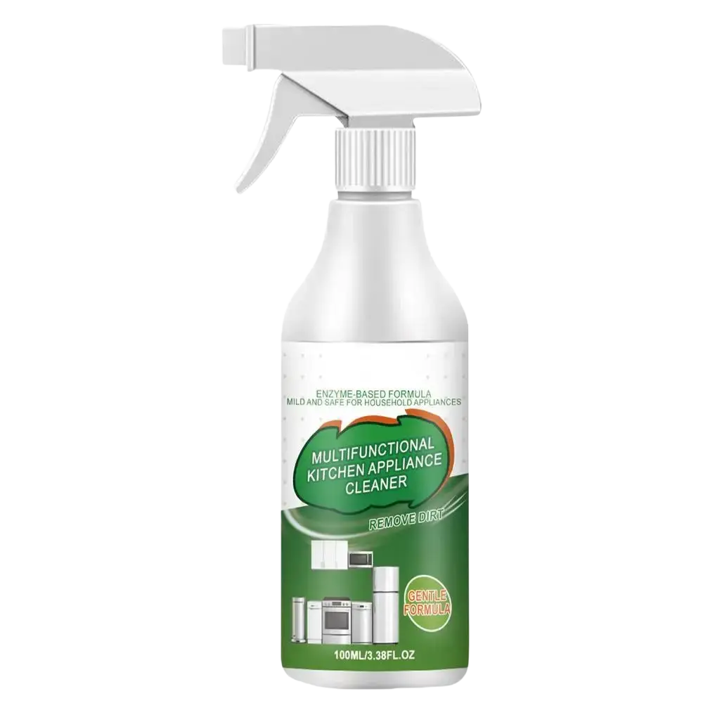 White spray bottle with green and white label multifunctional kitchen appliance cleaner kitchen degreaser spray 100ml oil remover
