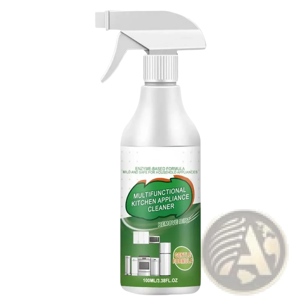 White spray bottle with green and white label multifunctional kitchen appliance cleaner kitchen degreaser spray 100ml oil remover