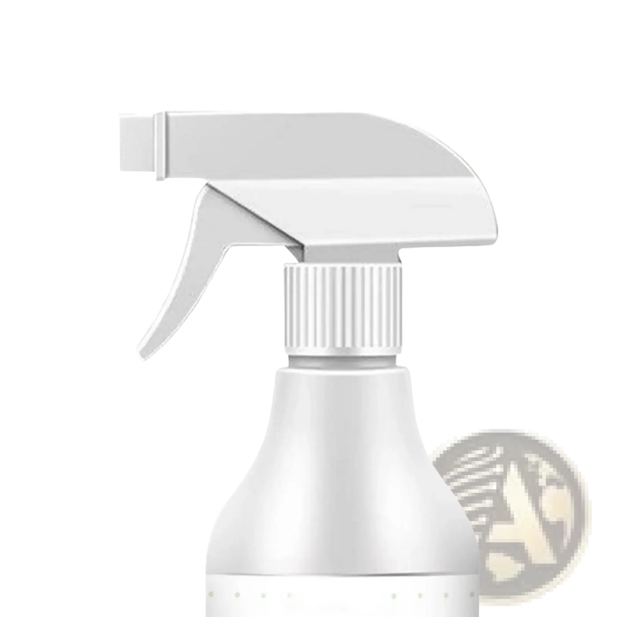 White plastic kitchen degreaser spray bottle with minimalist design and ribbed nozzle cap for 100ml oil removal