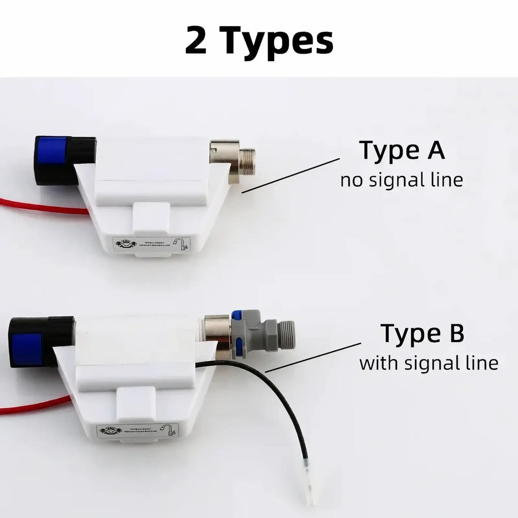 White plastic kitchen faucet sensor replacement part battery box with blue and black connectors and signal line visible