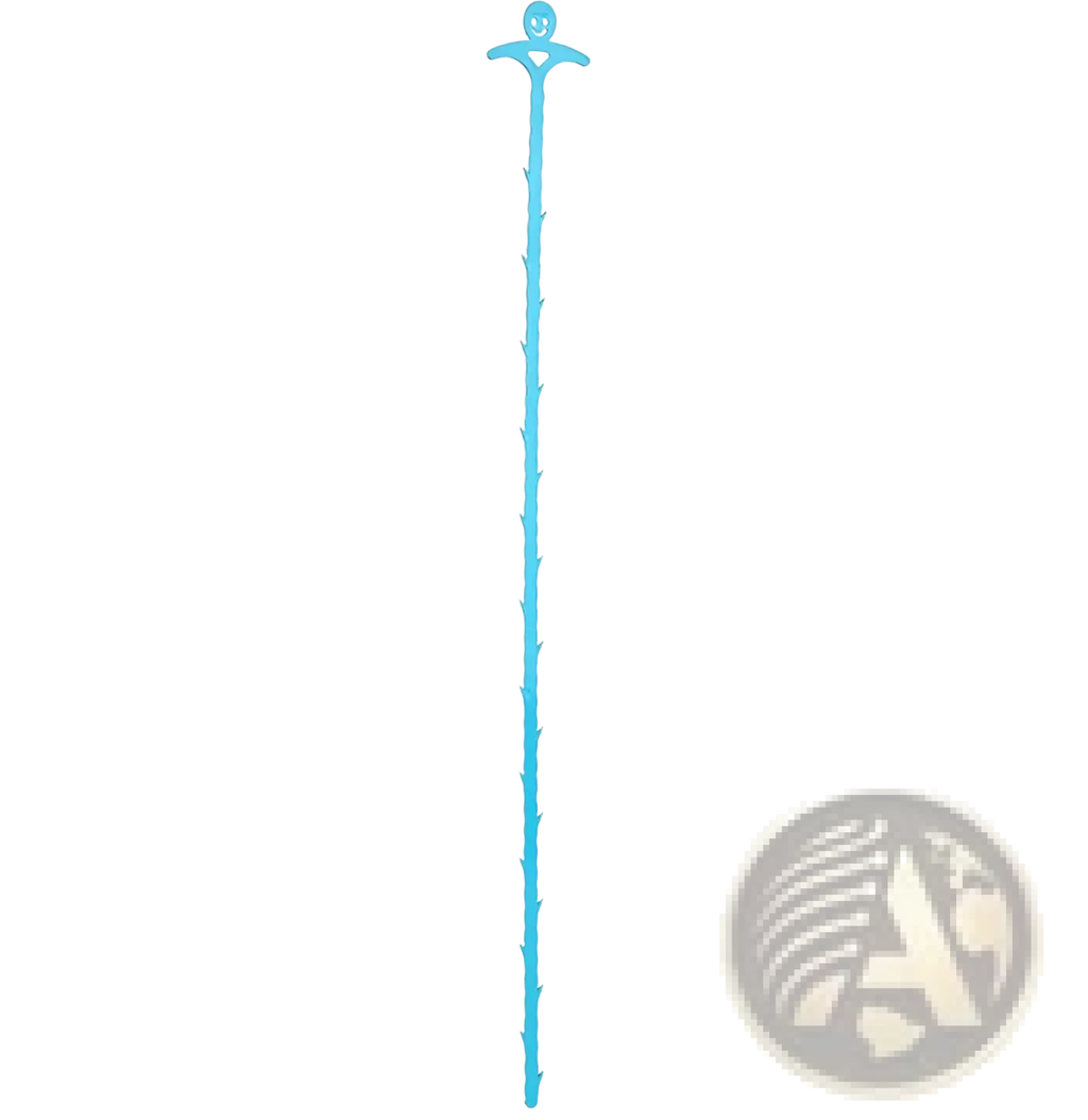 Turquoise plastic kitchen pipe dredging hook shaped like a stylized tree with smiling face 51cm drain snake