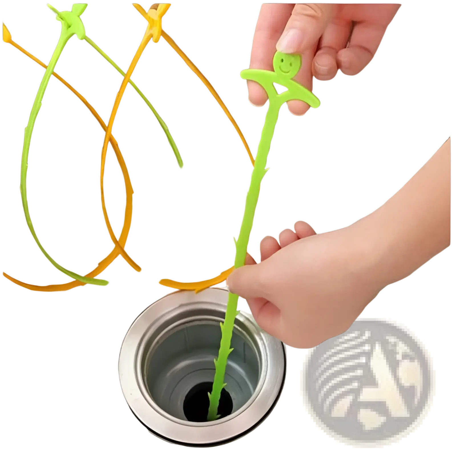 Bright green flexible silicone kitchen pipe dredging hook drain snake with smiling face design 51cm long