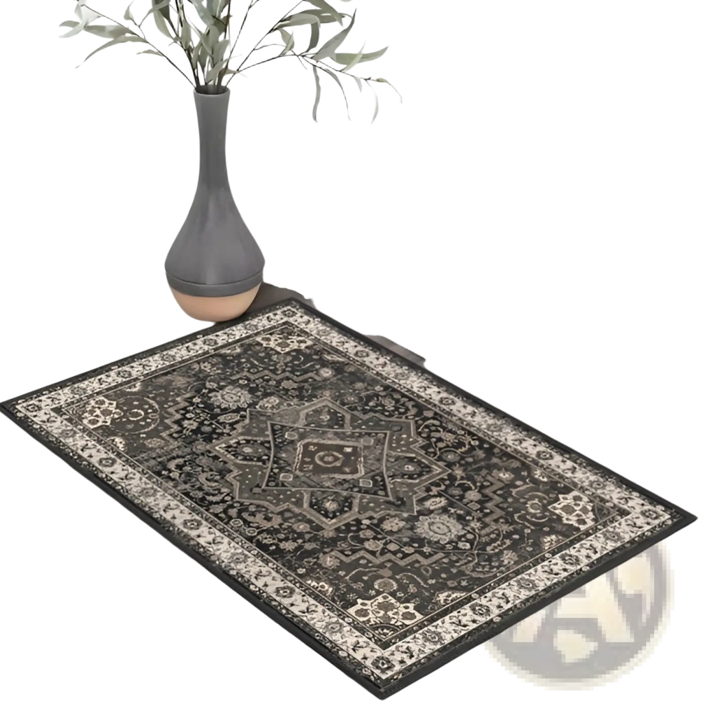 Dark brown and cream patterned kitchen rug set 3 piece washable boho non slip runner with floral and geometric designs