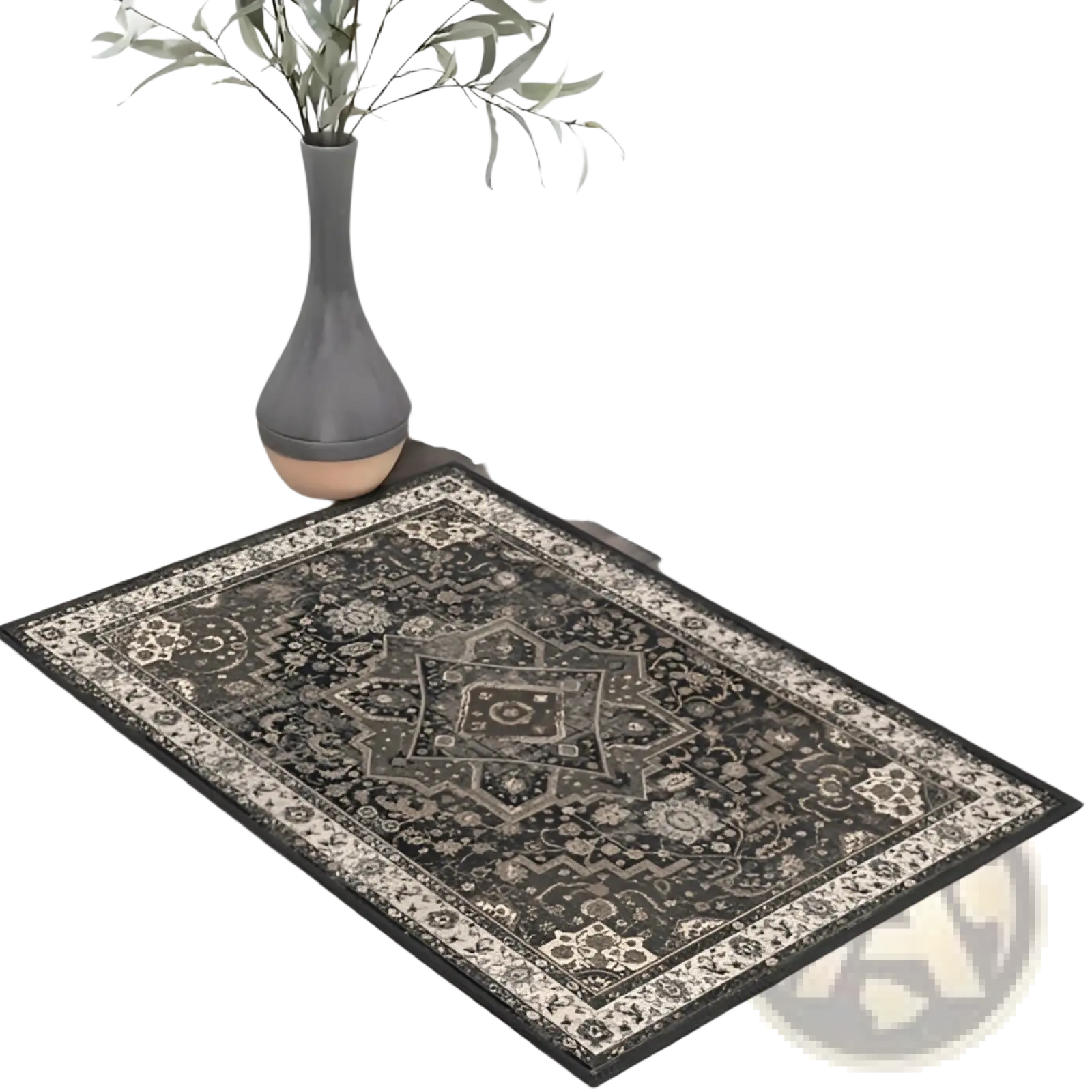Dark brown and cream patterned kitchen rug set 3 piece washable boho non slip runner with floral and geometric designs