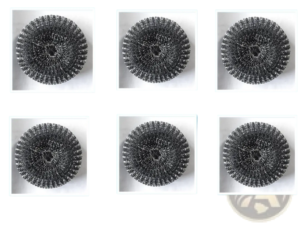 Black metal wire scrubber with circular mesh design from kitchen soap dispensing palm brush and scrubber set