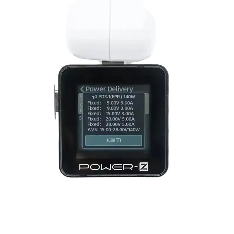 Black km003c chargerlab usb pd3.1 power tester with digital display showing voltage current and protocol pps 50v