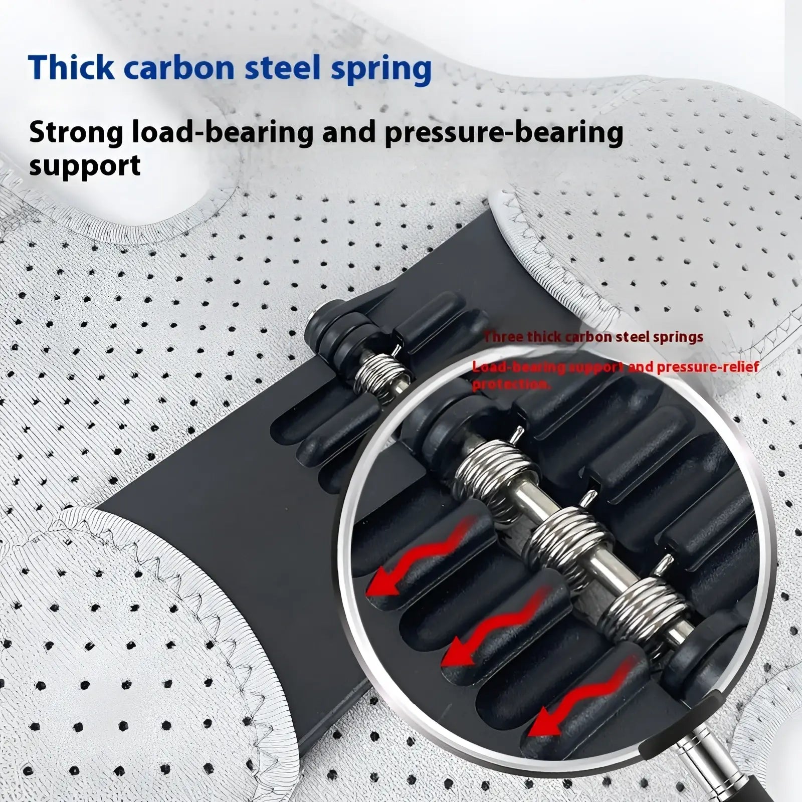 Black and silver ergonomic knee booster support with thick carbon steel springs for climbing and running use