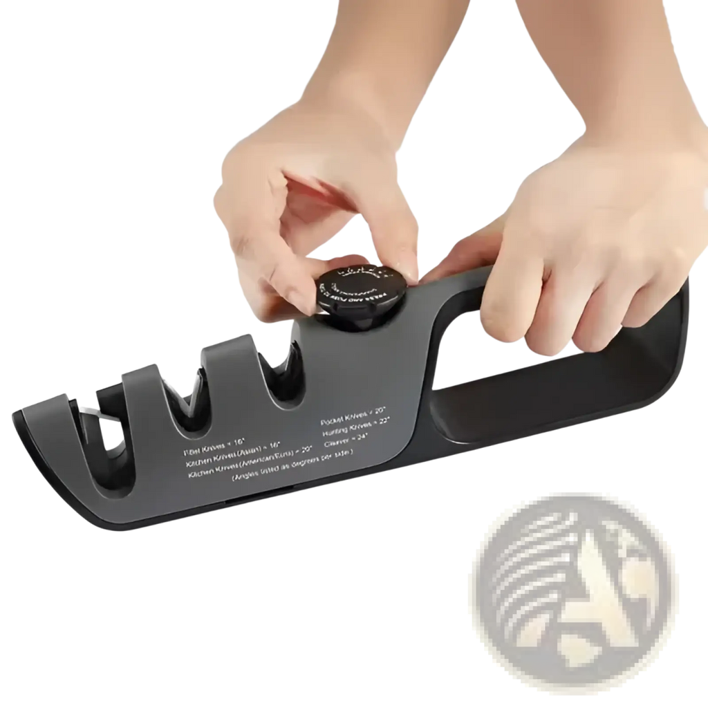 Black plastic 5 in 1 adjustable professional knife sharpener with multi-angle settings for various blade types