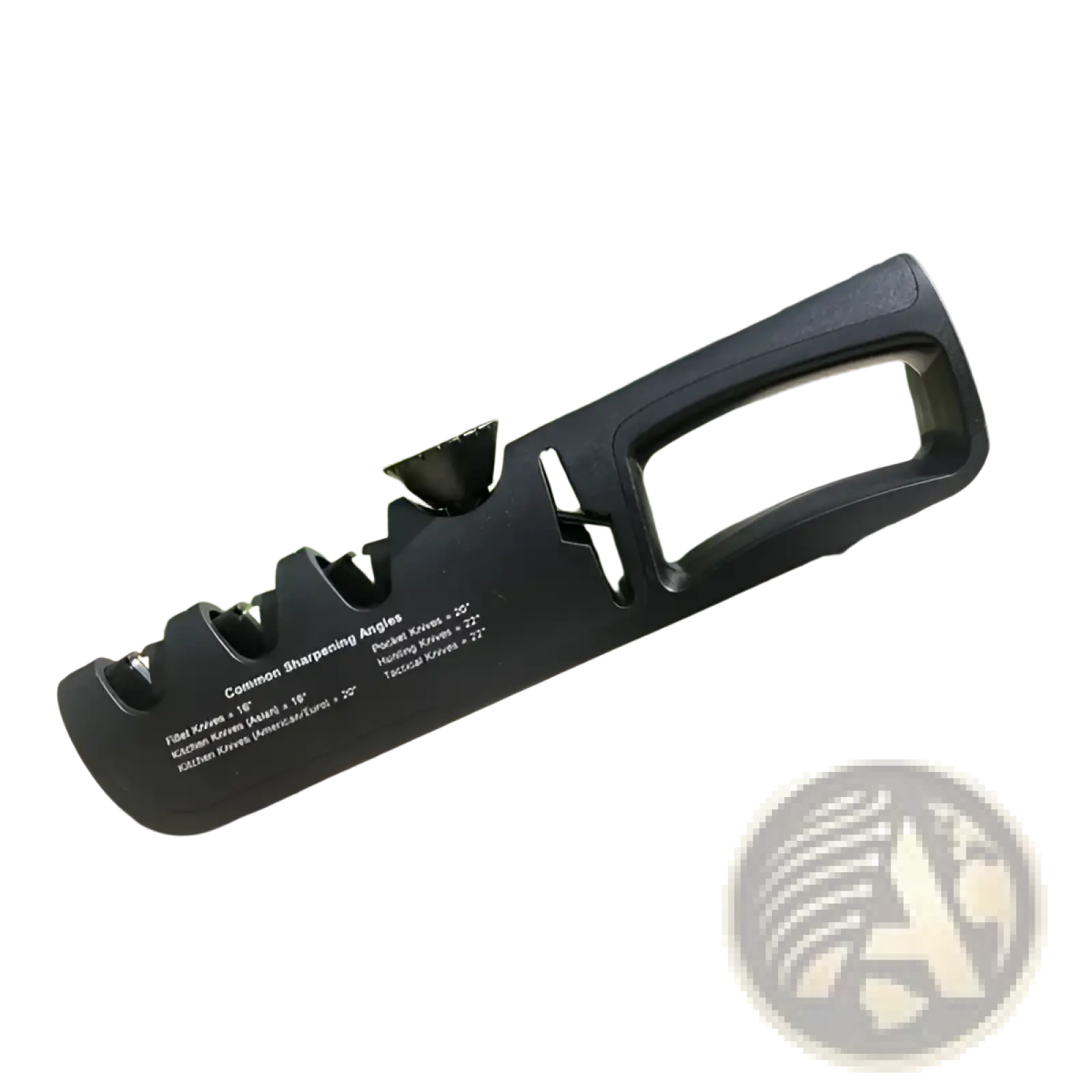 Black plastic 5 in 1 adjustable professional knife sharpener with multiple angled slots for various blade types