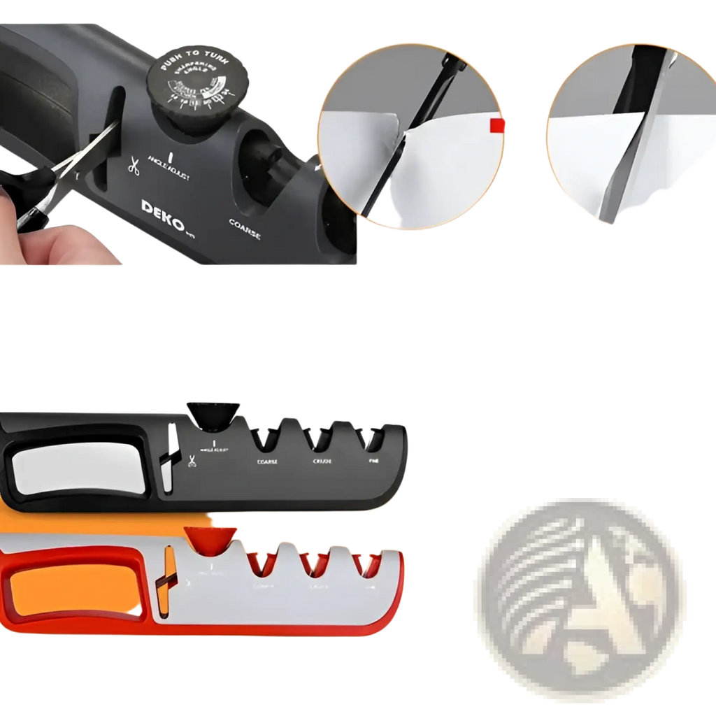 Black and red adjustable knife sharpener 5 in 1 professional tool with multiple grit settings for precise sharpening