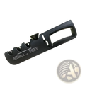 Black plastic 5 in 1 adjustable professional knife sharpener with multiple slots for different blade angles