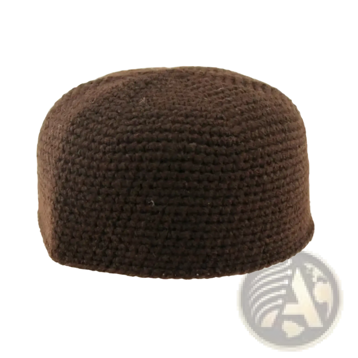 Brown knitted muslim prayer hat kufi cap with textured uniform weave designed for winter use
