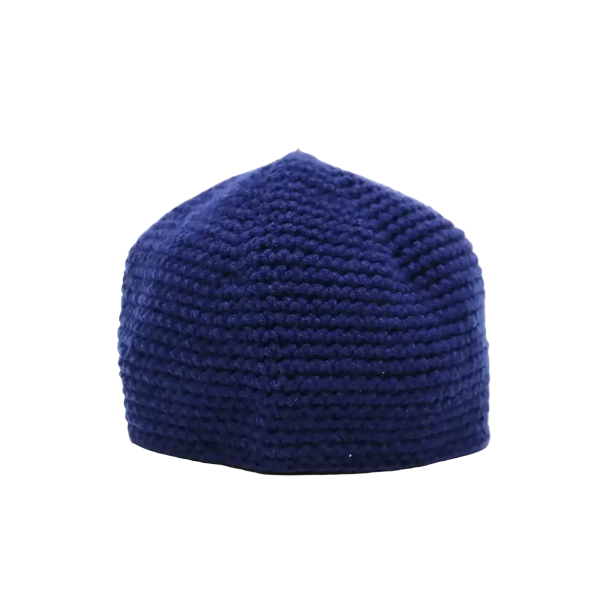 Solid navy blue knitted muslim prayer hat with ribbed pattern winter kufi cap for muslim prayer use