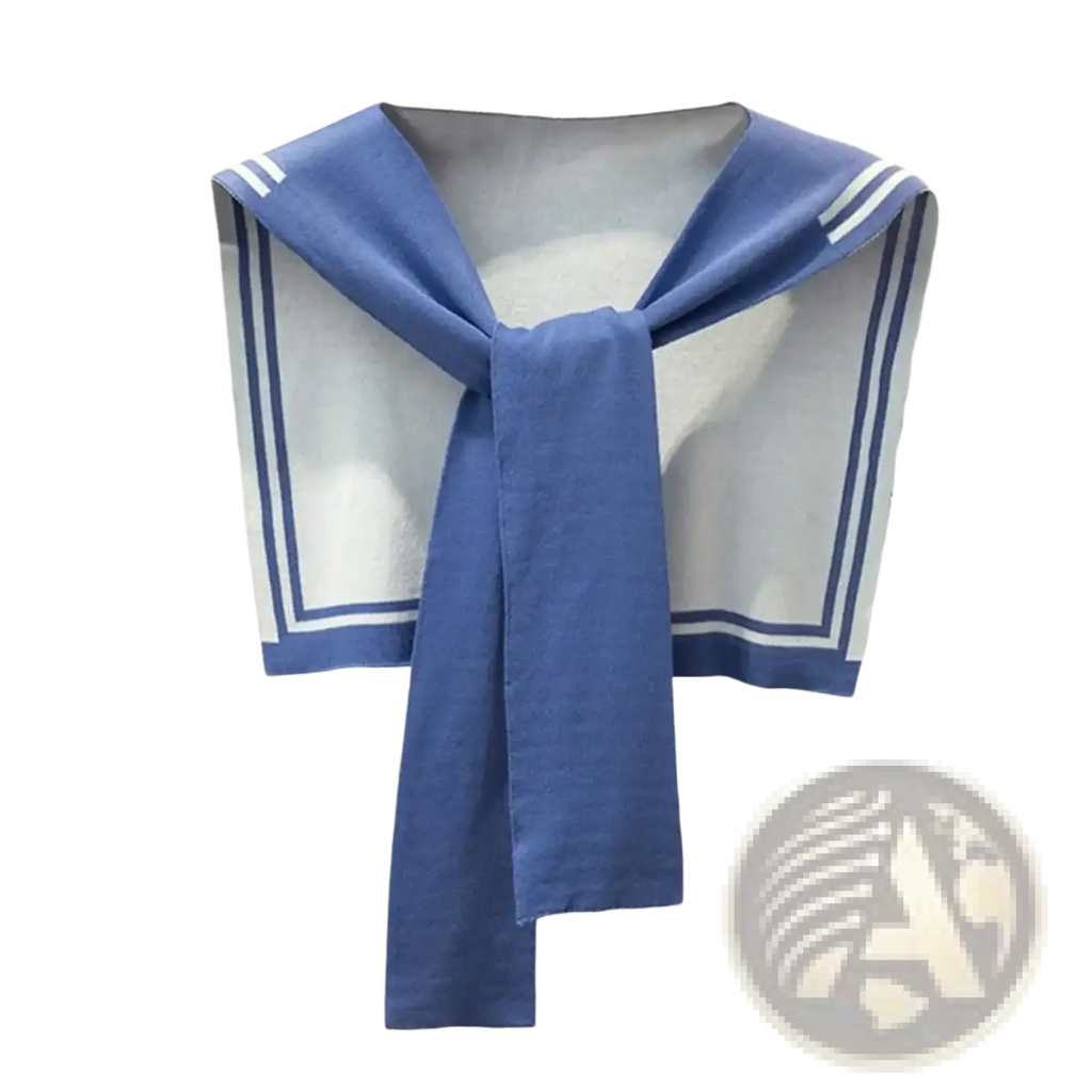 Knitted sailor fake collar sweater scarf in blue with white trim and double stripes made of soft cotton fabric