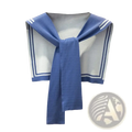 Knitted sailor fake collar sweater scarf in blue with white trim and double stripes made of soft cotton fabric