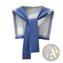 Knitted sailor fake collar sweater scarf in blue with white trim and double stripes made of soft cotton fabric
