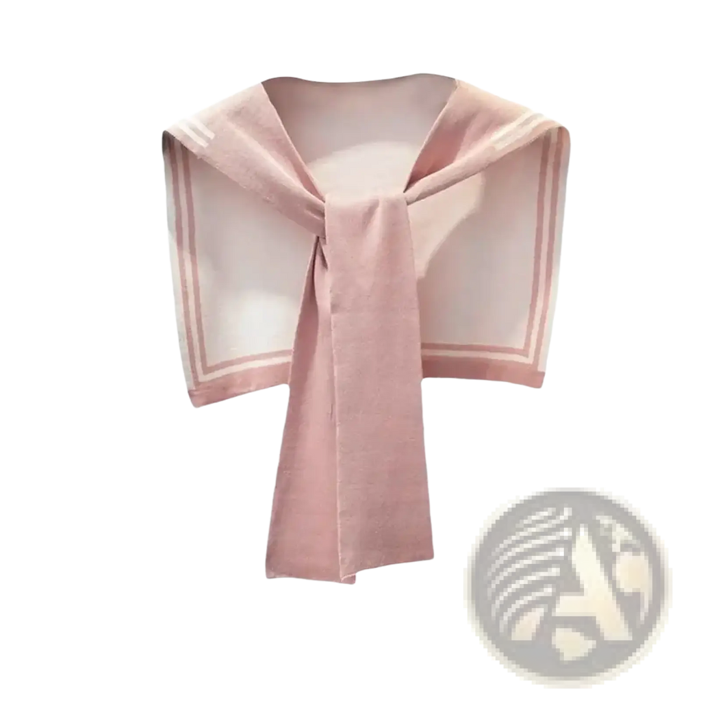 A soft pink knitted sailor fake collar sweater scarf with lightweight fabric and double-trimmed edges