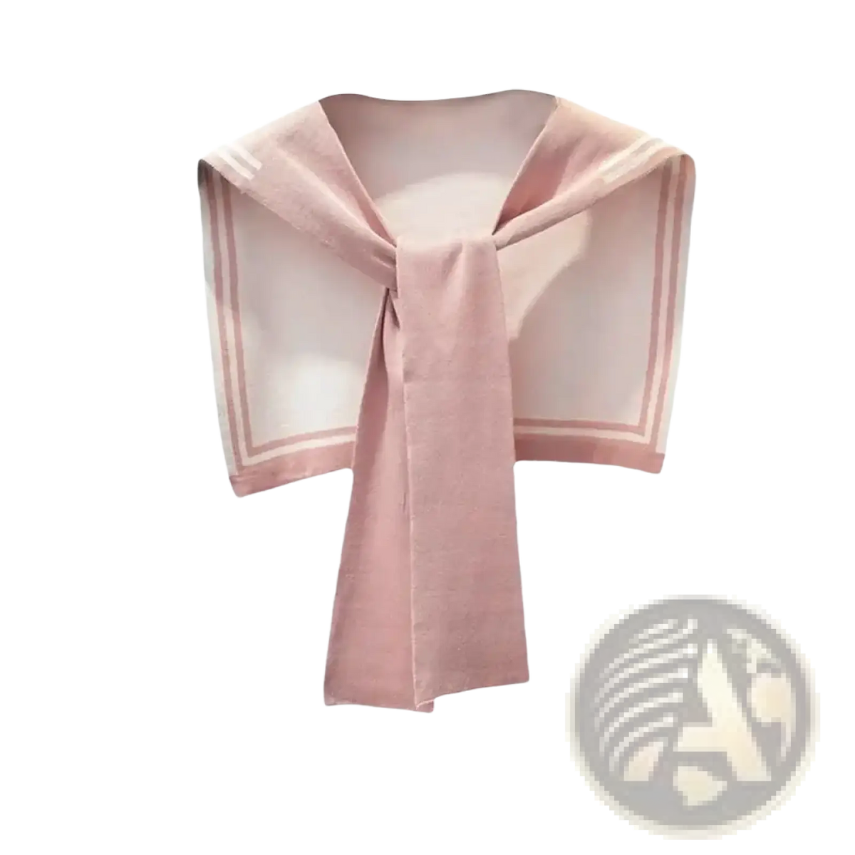 A soft pink knitted sailor fake collar sweater scarf with lightweight fabric and double-trimmed edges