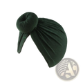 Dark green velvet knot turban hat with twisted knot design made of soft cotton for muslim hijab cap use