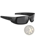 Koda sport polarized square sunglasses with matte black frames and non-mirrored black polarized lenses