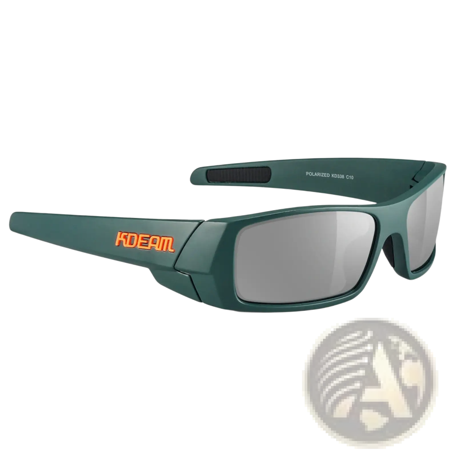 Dark green kdream c10 koda sport polarized square sunglasses with mirrored smoky gray polarized lenses