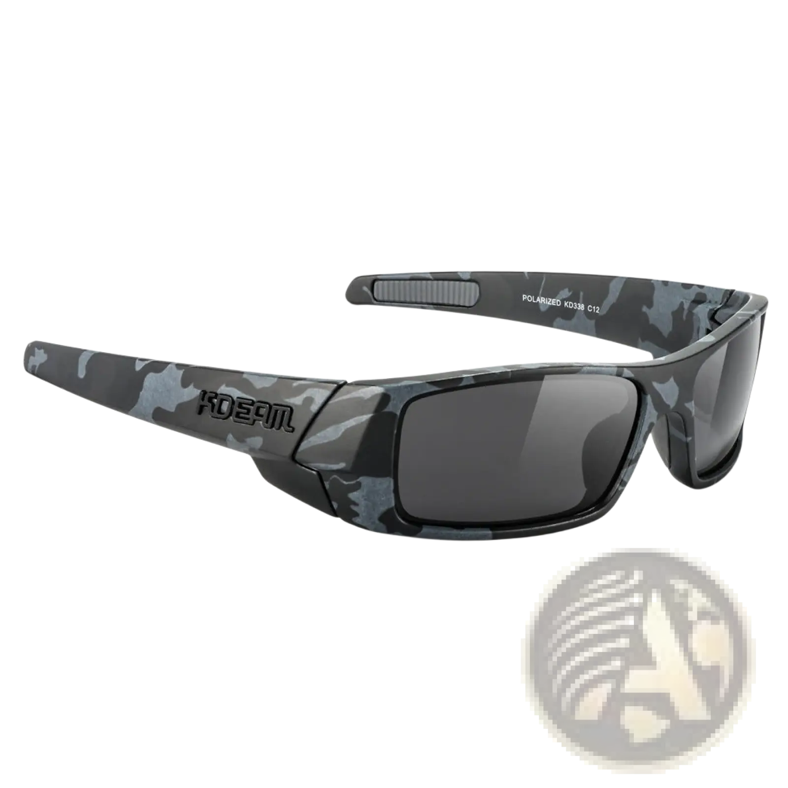 Koda sport polarized square sunglasses with mixed-color camouflage frame and non-mirrored black lenses