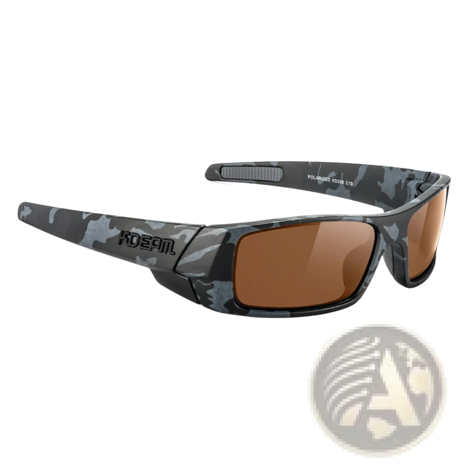 C13 polarized koda sport sunglasses with mixed-color camouflage frame and non-mirrored brown lenses