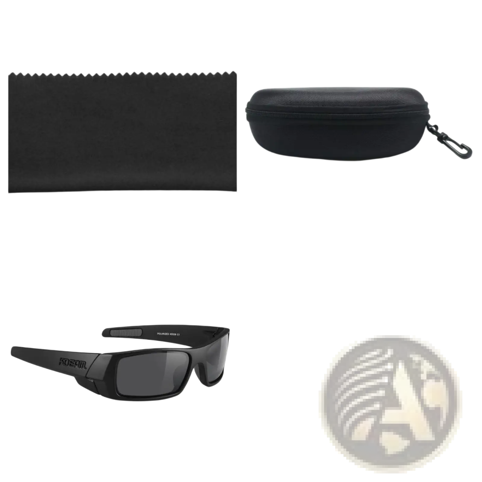 Koda sport polarized square sunglasses with black matte frame and non-mirrored black lenses for outdoor use
