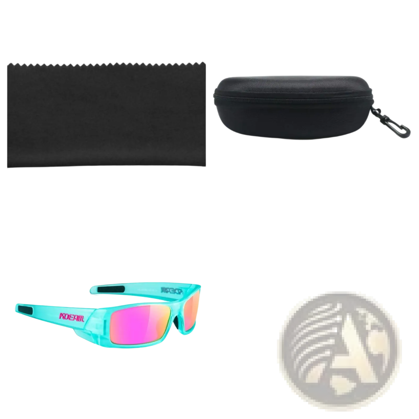 Koda sport polarized square mirror lens sunglasses with teal frame and mirrored magenta lenses for outdoor sports