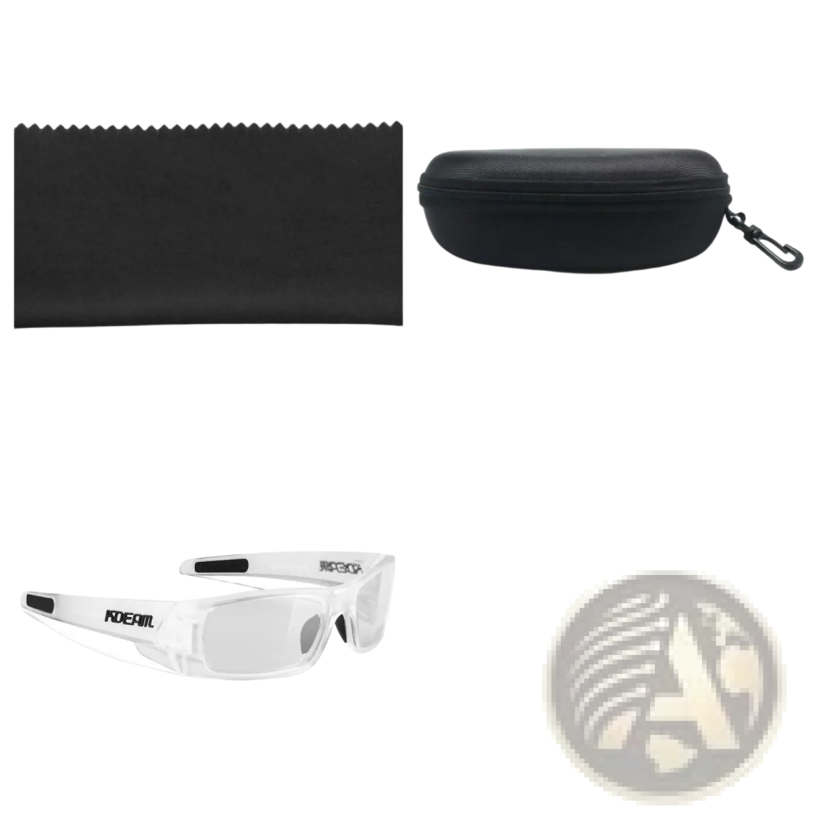 Koda sport polarized square mirror lens sunglasses in white plastic with clear lenses and black temple accents