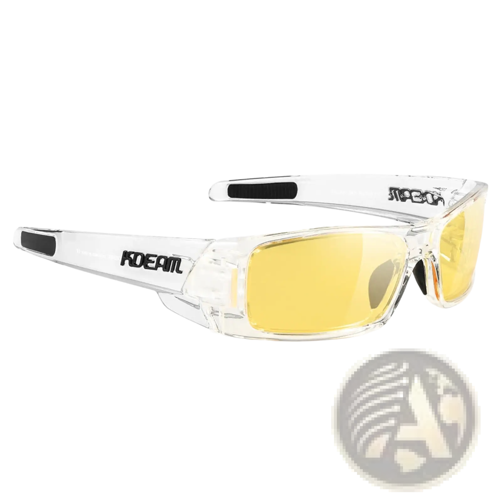 Clear-framed koeam c7 night vision sunglasses with non-mirrored yellow lenses for enhanced visibility and style