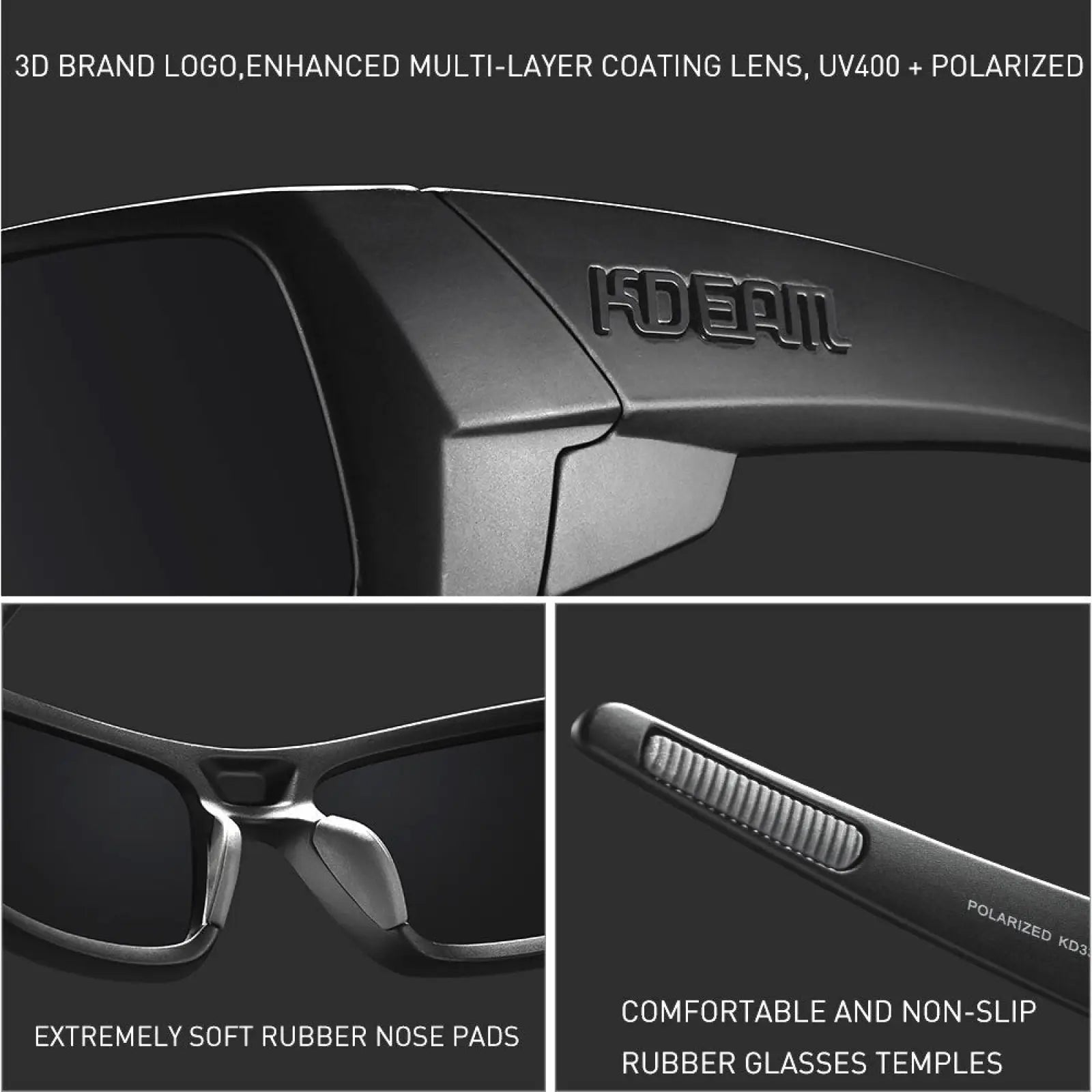 Black framed koda sport polarized square sunglasses with sleek modern design and mirror lenses for outdoor use