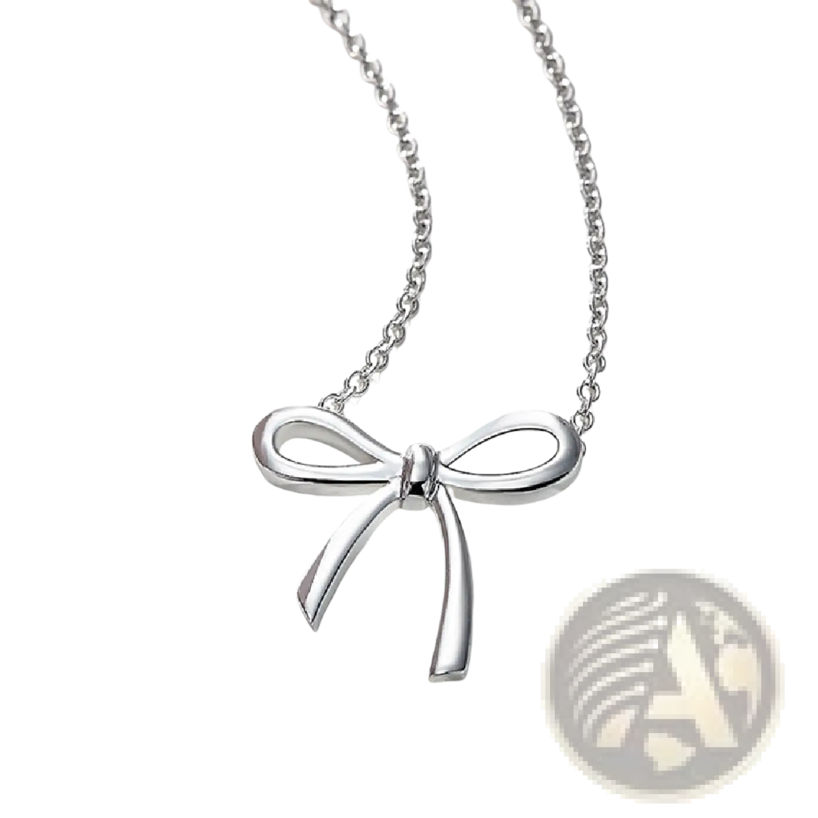 Silver bow-shaped pendant necklace with delicate chain korean style clavicle necklace in silver material