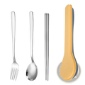 Stainless steel fork with a polished finish and four tines from korean style portable stainless steel cutlery set