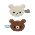 Two rilakkuma korilakkuma hair clips featuring white and brown bear faces for cute anime bear hair pins accessory