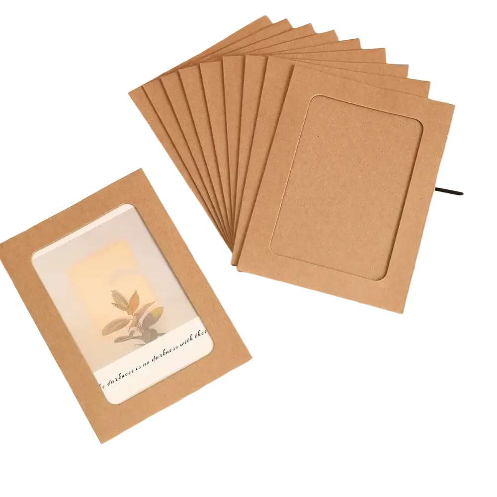 Brown kraft paper photo frames with rectangular cutout and subtle texture for birthday and wedding decor garland