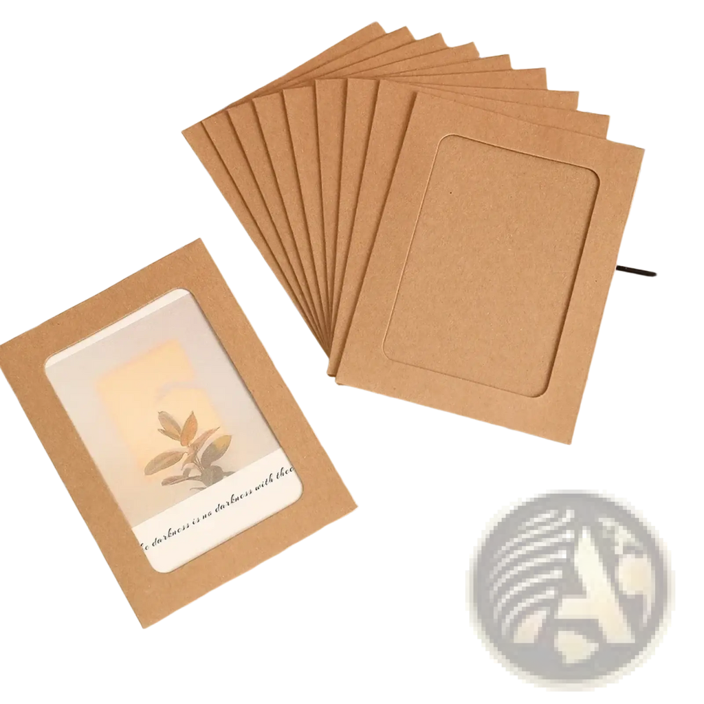 Brown kraft paper photo frames with rectangular cutout and subtle texture for birthday and wedding decor garland