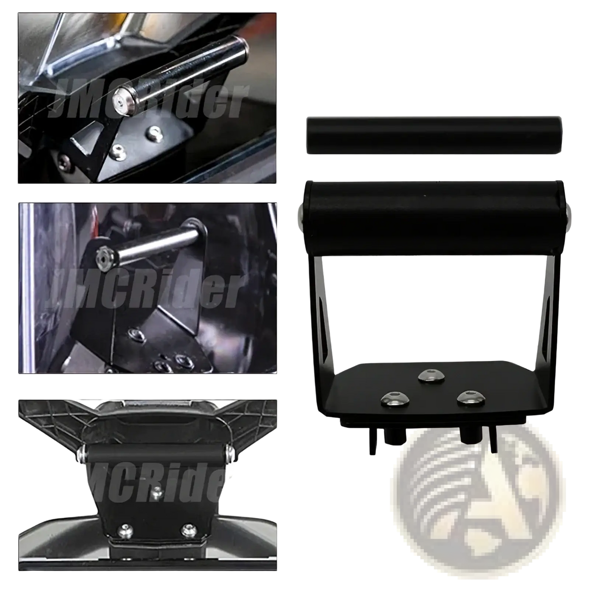 Black metal handlebar grab rail with polished chrome accents for ktm 390 790 890 adventure navigation mount bracket