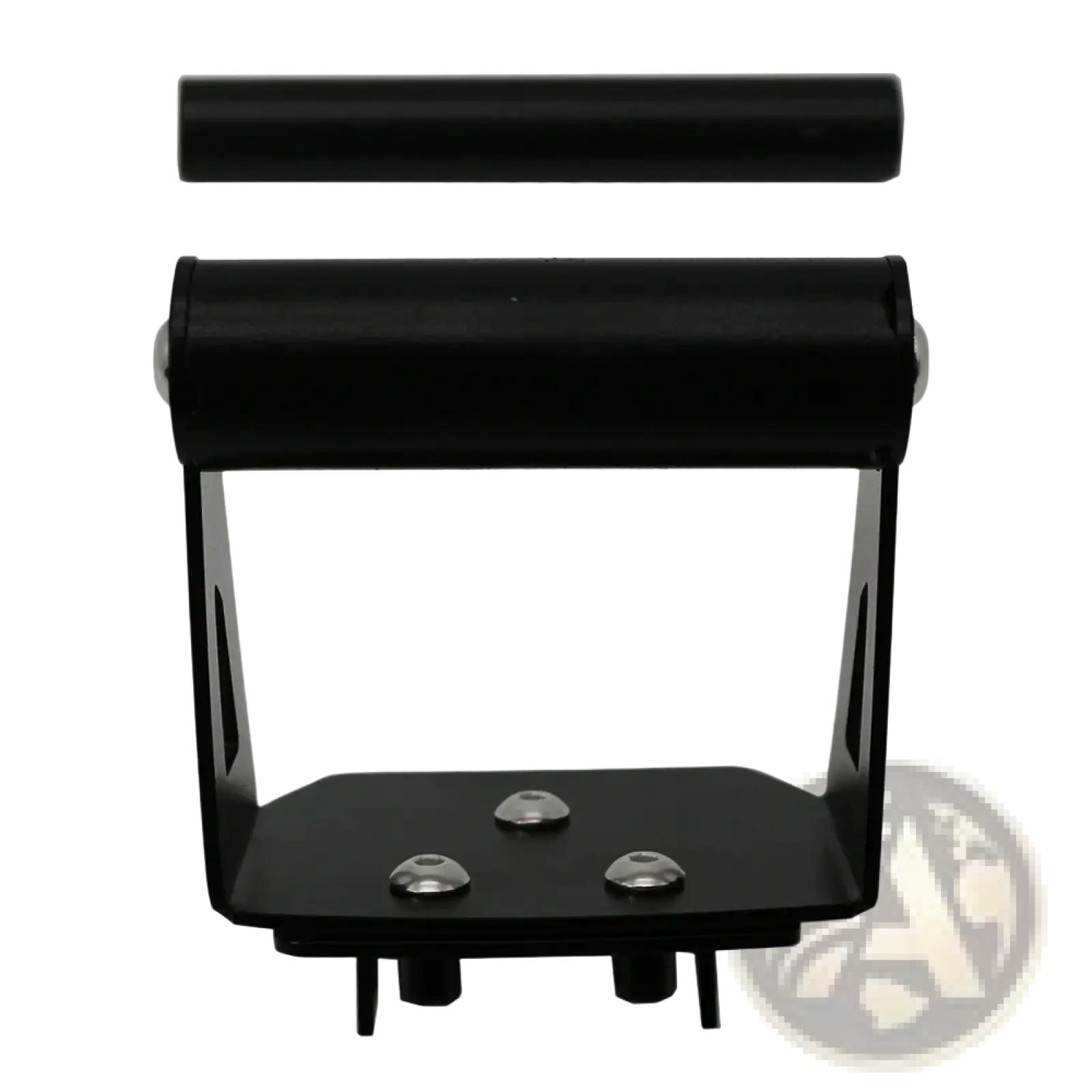 Black metal ktm 390 790 890 adventure navigation mount bracket door handle pull with cylindrical grip and three silver bolts