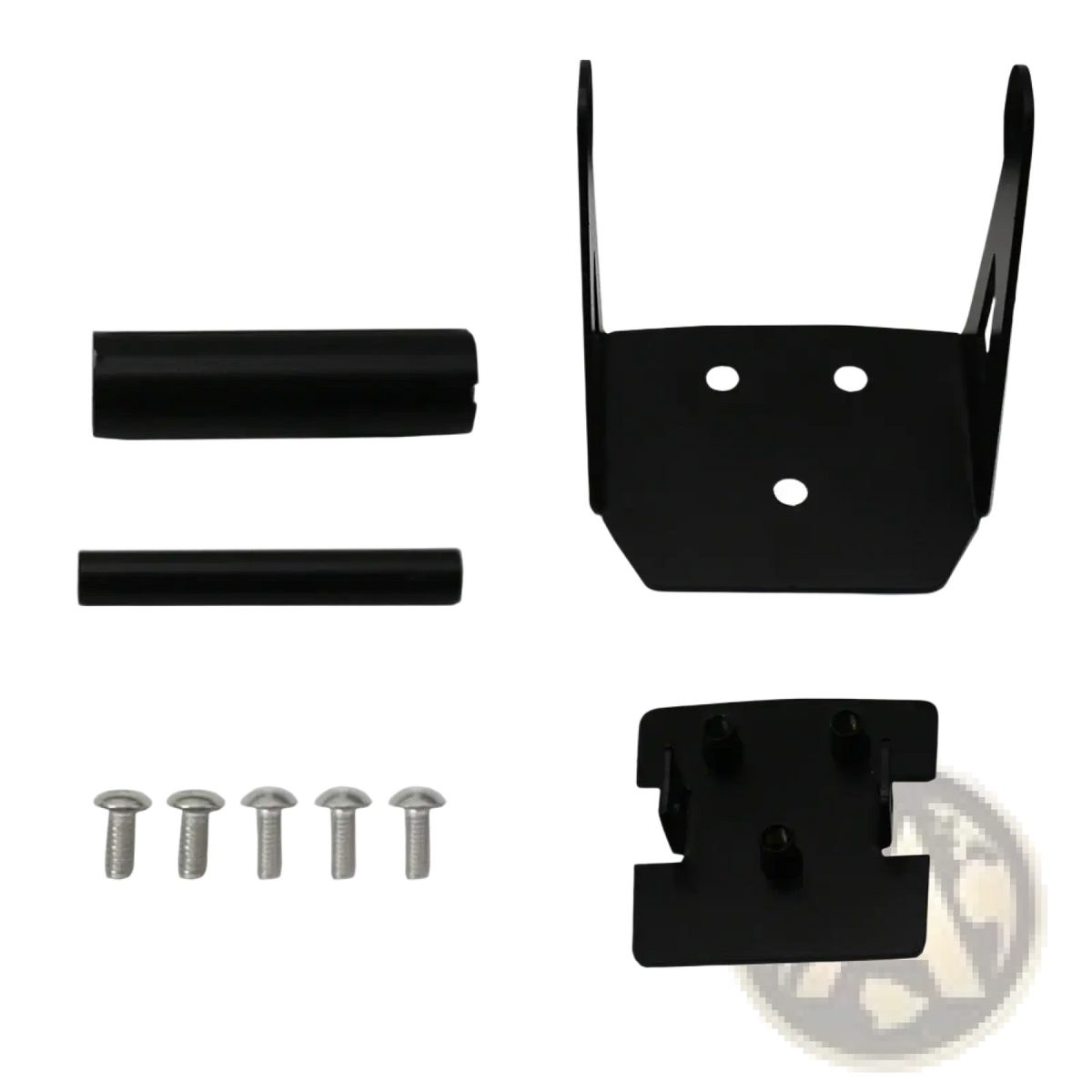 Black metal mounting bracket kit with two cylindrical rods and four silver screws for ktm 390 790 890 adventure navigation mount