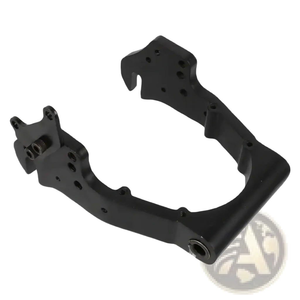 Black e-lion metal motorcycle frame bracket with multiple mounting holes and integrated hardware for kugoo m4 rear fork accessory