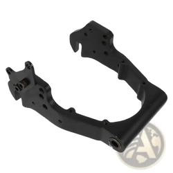 Black e-lion metal motorcycle frame bracket with multiple mounting holes and integrated hardware for kugoo m4 rear fork accessory