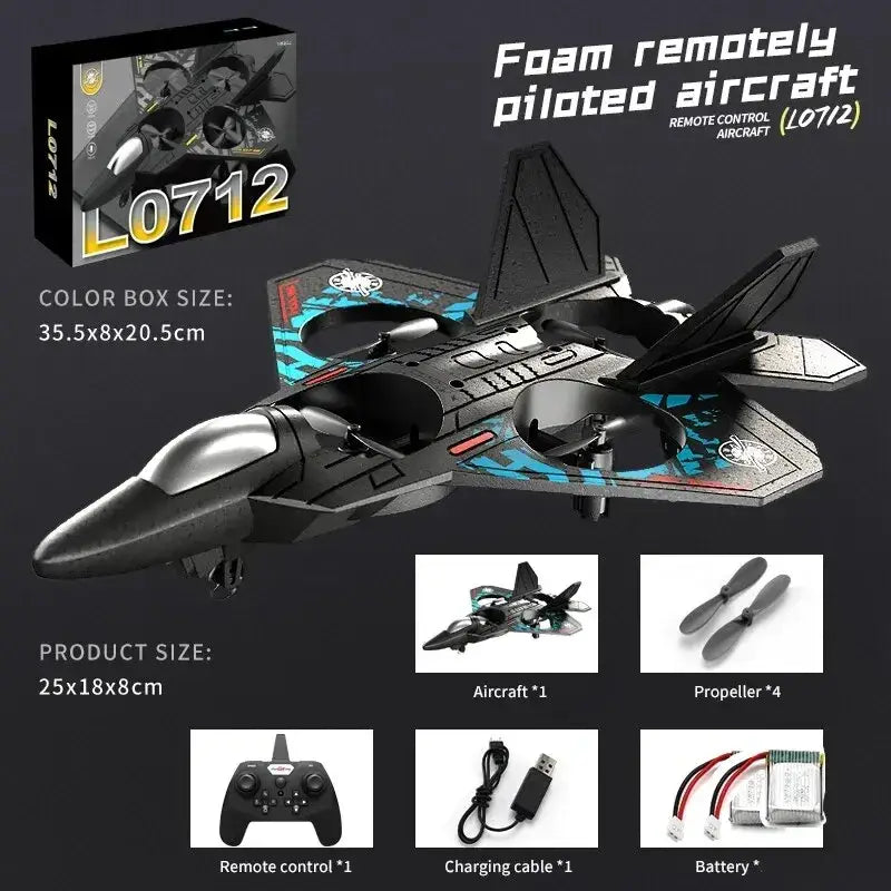 Black and teal foam remote control aircraft l0712 rc plane with sleek futuristic design for aerial recreation