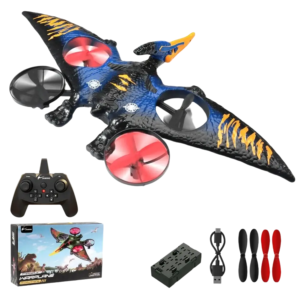 Blue and black pterodactyl-shaped foam remote control aircraft l0712 rc plane with red propellers
