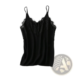 Black lace trim camisole top with spaghetti straps made of soft fabric for elegant layering and casual wear