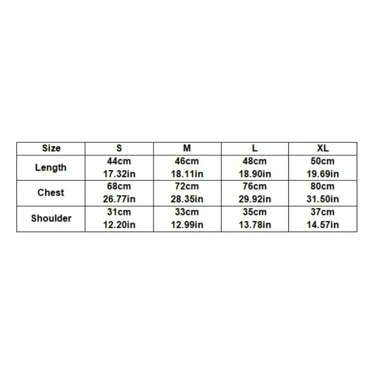 Size chart table displaying measurements for s m l and xl sizes of lace trim v neck crop top