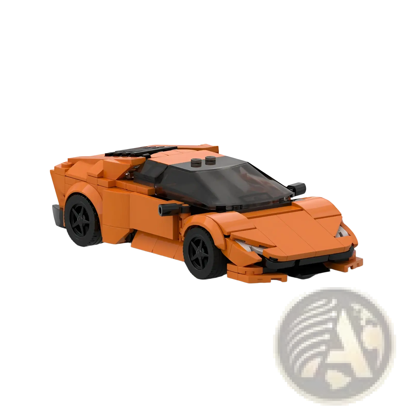 Orange lego Lamborghini racing model building block sports car with black wheels and transparent roof
