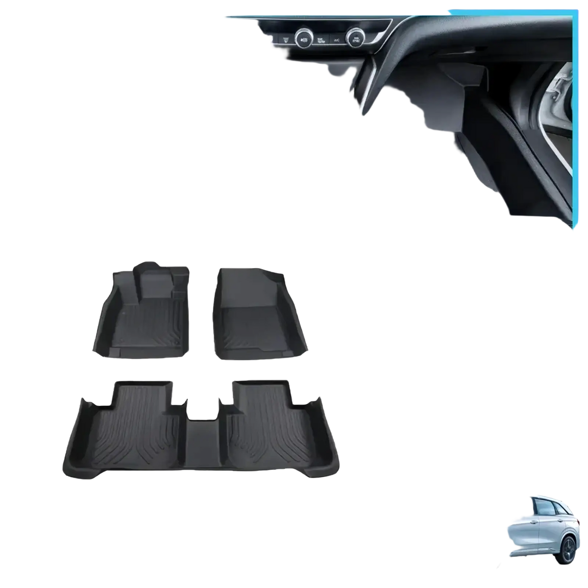 Black rubber floor mats for landian e5 2023-2026 featuring anti-scratch waterproof design